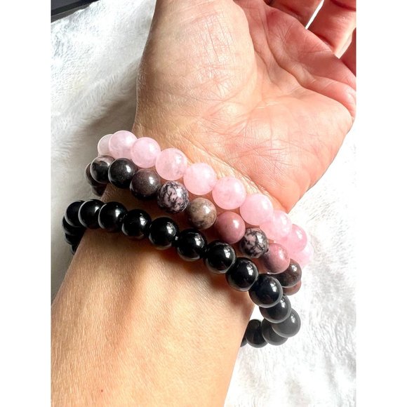 Handmade Jewelry - The NEGATIVITY SHIELD Onyx Bead Mala Bracelet